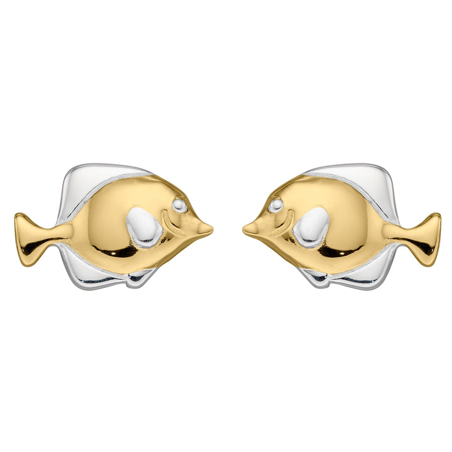 Yellow Gold Plated Fish Stud Earrings