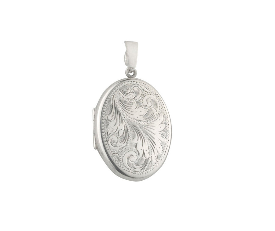 silver half engraved locket