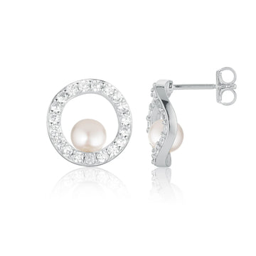 sif jakobs EARRINGS PONZA CIRCOLO - WITH FRESHWATER PEARL AND WHITE ZIRKONIA