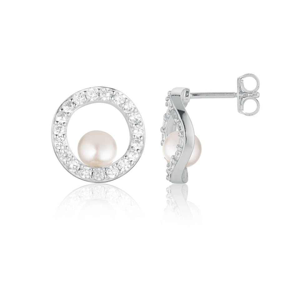 sif jakobs EARRINGS PONZA CIRCOLO - WITH FRESHWATER PEARL AND WHITE ZIRKONIA