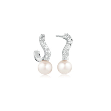 sif jakobs EARRINGS PONZA CREOLO - WITH FRESHWATER PEARL AND WHITE ZIRKONIA
