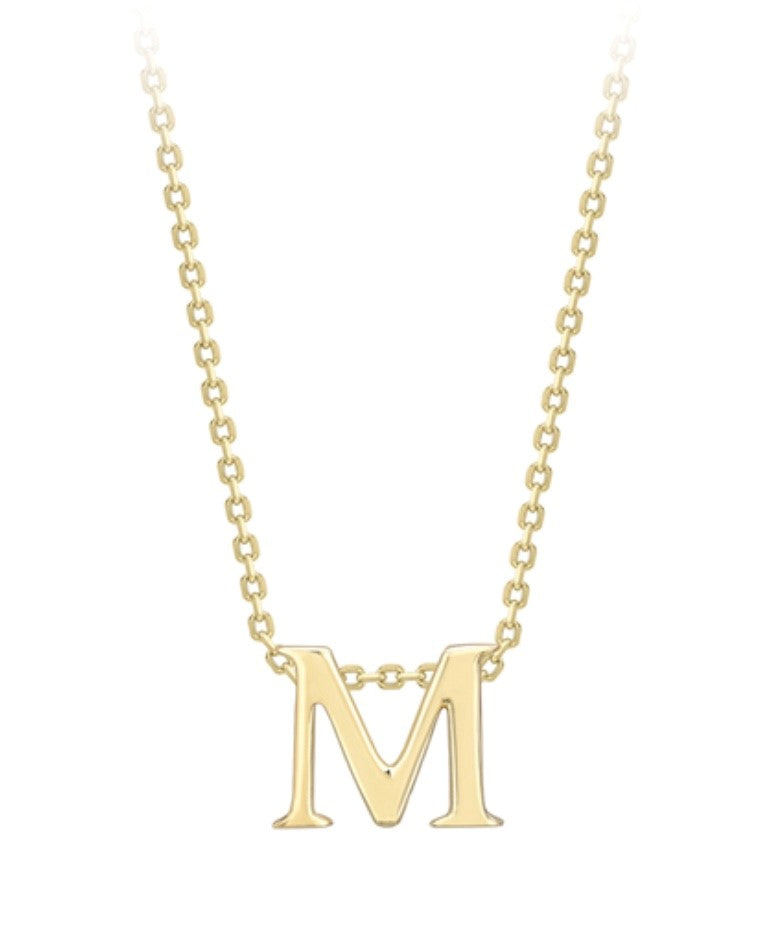 9ct Initial Pendant 'M' with Chain