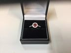 18ct white gold ruby & diamond cluster ring