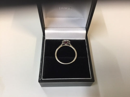 18ct white gold ruby & diamond cluster ring
