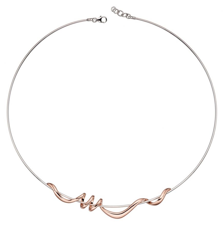 Rose Gold Twist Detail and Silver Torque Necklace