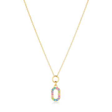 sif jakobs NECKLACE CAPIZZI PICCOLO - 18K GOLD PLATED, WITH MULTICOLOURED ZIRCONIA