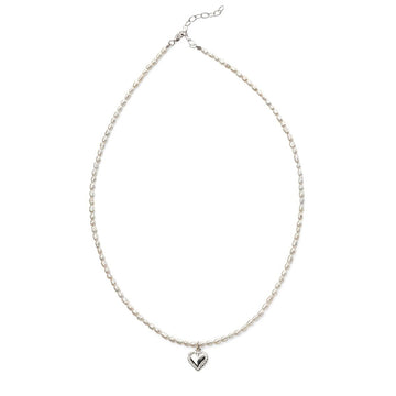 Fresh Water Rice Pearl Necklace With Heart Charm