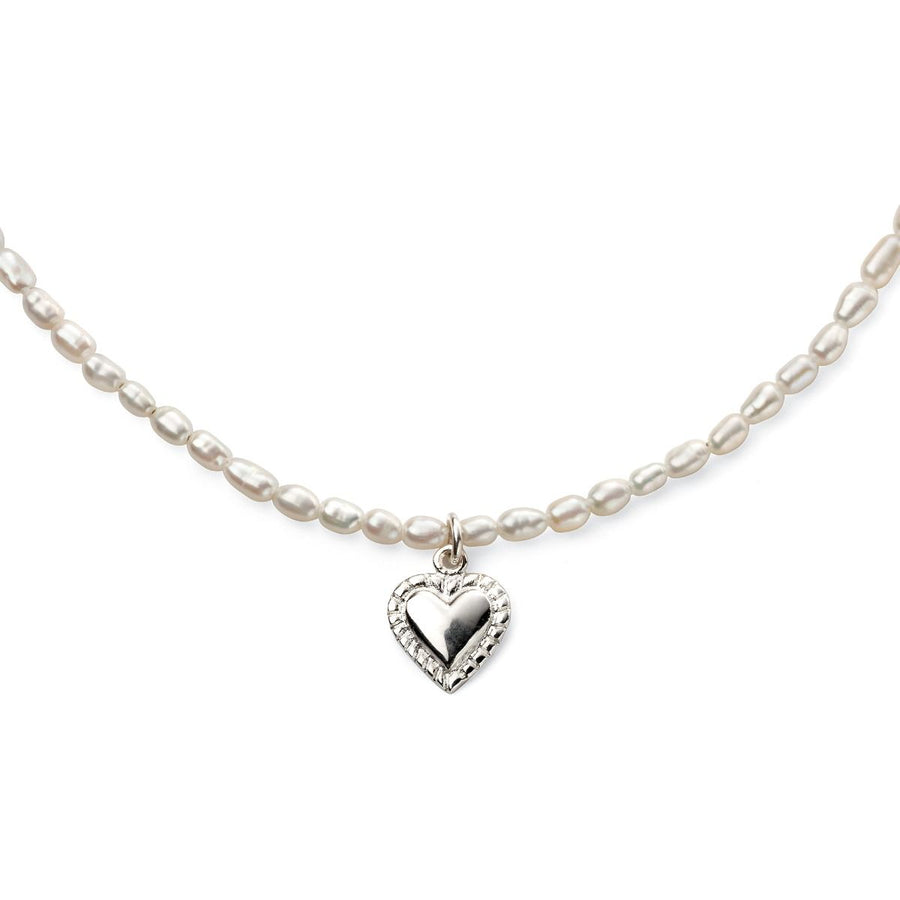 Fresh Water Rice Pearl Bracelet With Heart Charm
