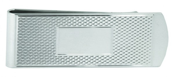 Sterling Silver Hallmarked Money Clip with Barley Design and Plain Centre for Engraving