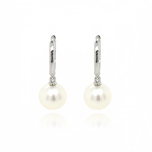 9ct White Gold Culture Pearl Huggy Earrings