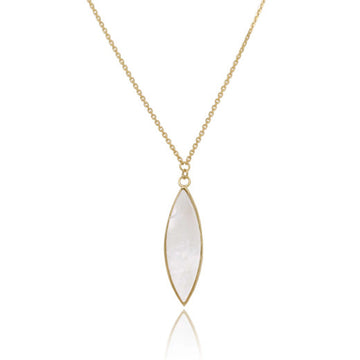 9ct Yellow Gold Mother of Pearl Marquise Necklace